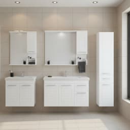 Orka Perge 100 Cm Beyaz Banyo Dolabı Takımı görsel 2