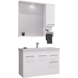 Orka Perge 85 Cm Beyaz Banyo Dolabı Takımı görsel 1