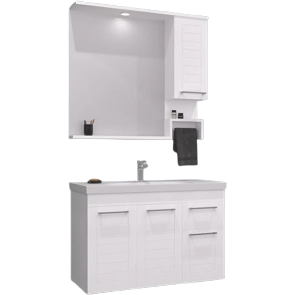 Orka Perge 85 Cm Beyaz Banyo Dolabı Takımı