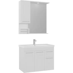 Orka Perge 85 Cm Beyaz Banyo Dolabı Takımı (Sol) görsel 1