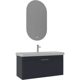 Orka Procida 105 Cm Mat Lacivert Banyo Dolabı Takımı (Krom Kulp) görsel 1