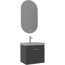 Orka Procida 60 Cm Mat Antrasit Banyo Dolabı Takımı (Krom Kulp) görsel 1