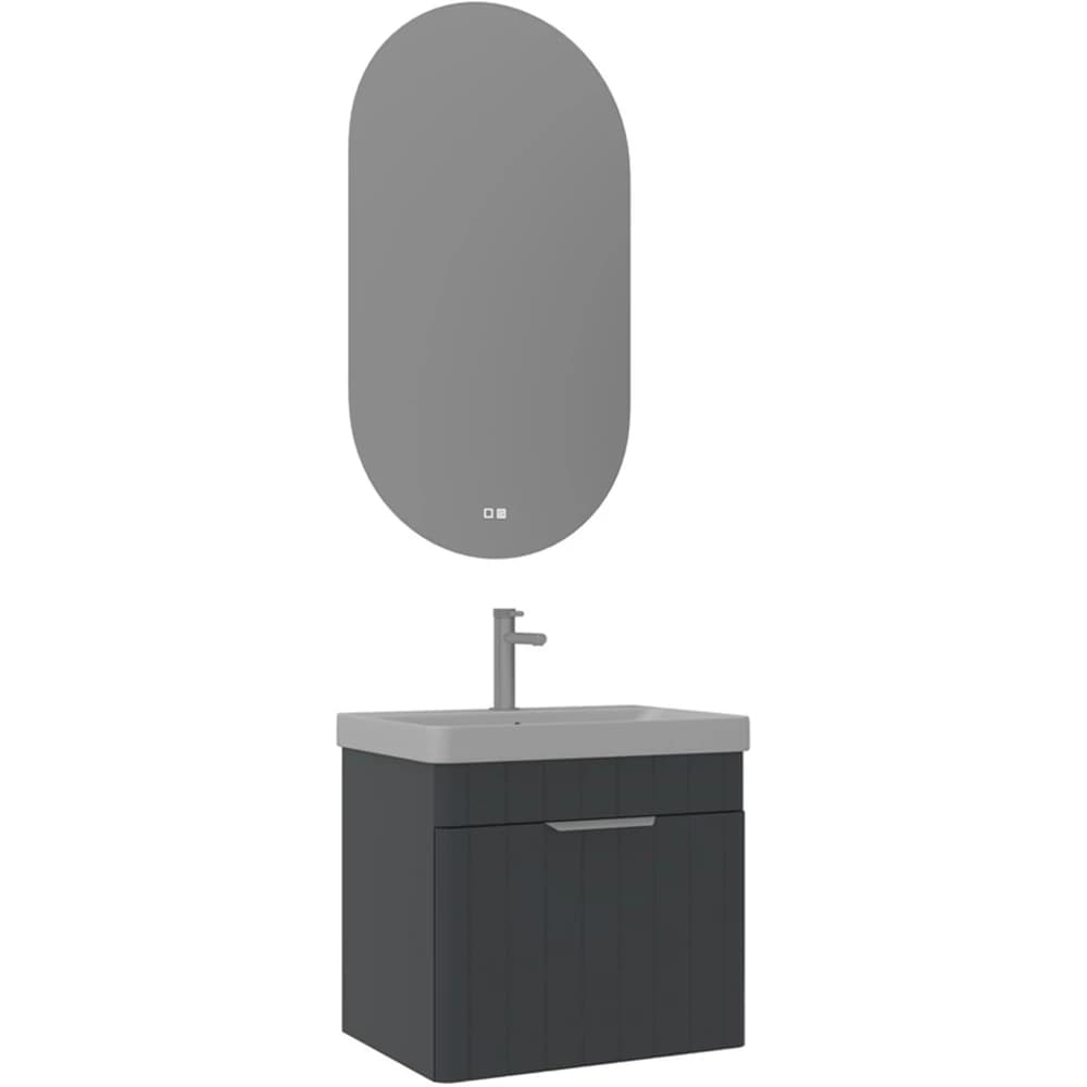 Orka Procida 60 Cm Mat Antrasit Banyo Dolabı Takımı (Krom Kulp)