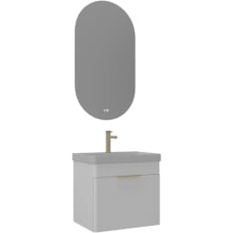 Orka Procida 60 Cm Mat Beyaz Banyo Dolabı Takımı (Altın Kulp) görsel 1