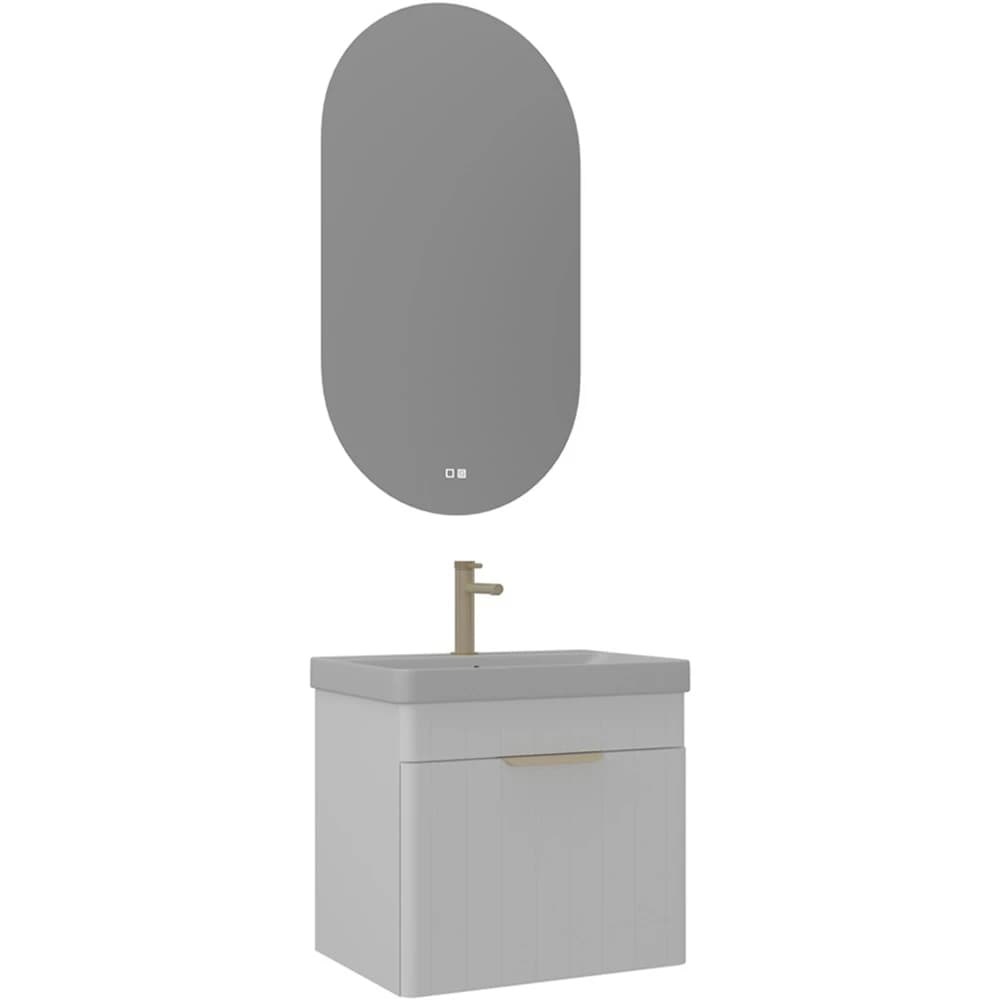 Orka Procida 60 Cm Mat Beyaz Banyo Dolabı Takımı (Altın Kulp)