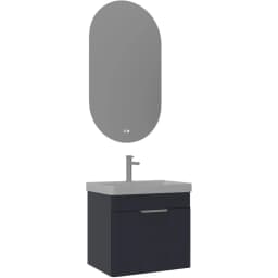 Orka Procida 60 Cm Mat Lacivert Banyo Dolabı Takımı (Krom Kulp) görsel 1