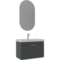Orka Procida 80 Cm Mat Antrasit Banyo Dolabı Takımı (Krom Kulp) görsel 1