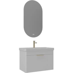 Orka Procida 80 Cm Mat Beyaz Banyo Dolabı Takımı (Altın Kulp) görsel 1