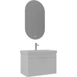 Orka Procida 80 Cm Mat Beyaz Banyo Dolabı Takımı (Krom Kulp) görsel 1