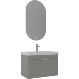 Orka Procida 80 Cm Mat Kaşmir Banyo Dolabı Takımı (Krom Kulp) görsel 1
