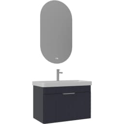 Orka Procida 80 Cm Mat Lacivert Banyo Dolabı Takımı (Krom Kulp) görsel 1