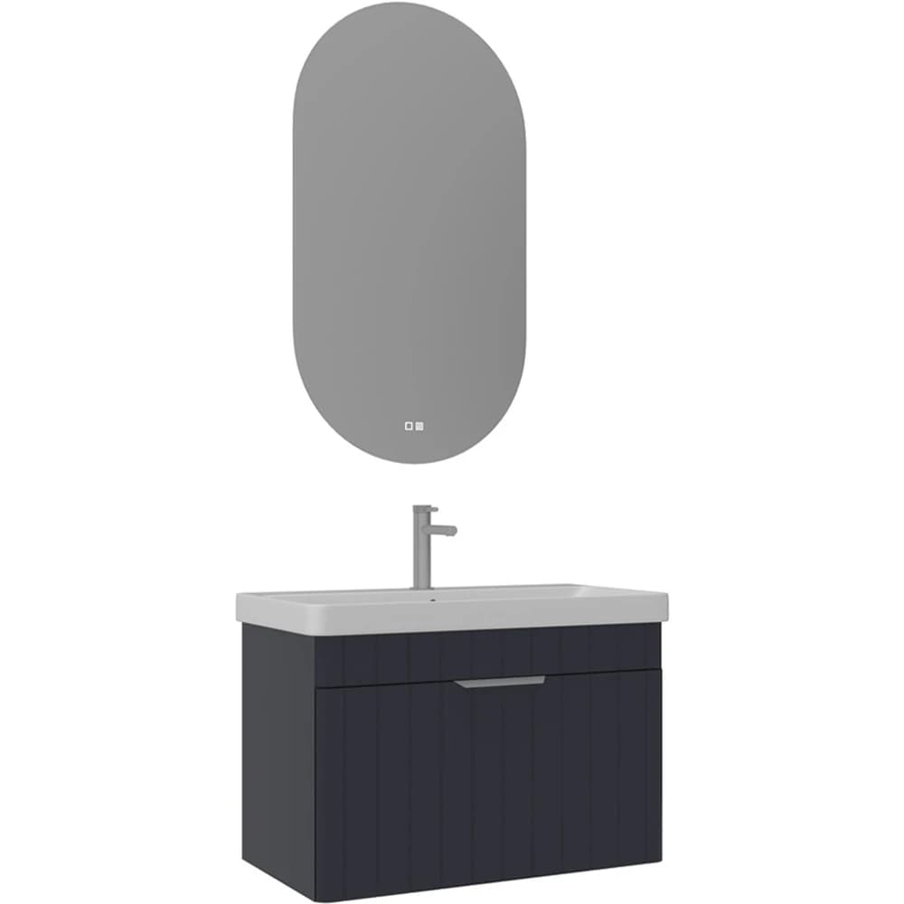 Orka Procida 80 Cm Mat Lacivert Banyo Dolabı Takımı (Krom Kulp)