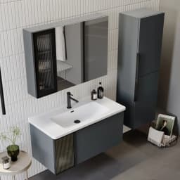 Orka Pure 100 Cm Mat Antrasit Banyo Dolabı Takımı görsel 3