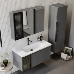 Orka Pure 100 Cm Mat Gri Banyo Dolabı Takımı görsel 3