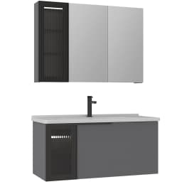 Orka Pure 100 Cm Mat Gri Banyo Dolabı Takımı görsel 1