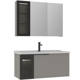 Orka Pure 100 Cm Mat Vizon Banyo Dolabı Takımı görsel 1