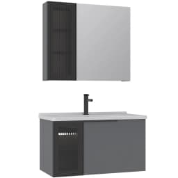 Orka Pure 80 Cm Mat Gri Banyo Dolabı Takımı görsel 1