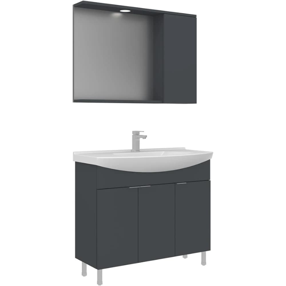 Orka Purus 100 Cm Mat Antrasit Banyo Dolabı Takımı - 5008443