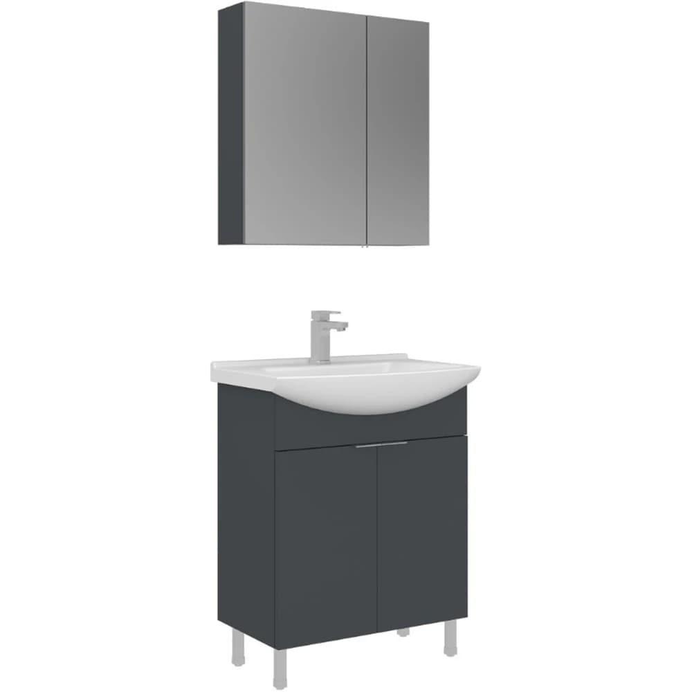 Orka Purus 65 Cm Mat Antrasit Banyo Dolabı Takımı - 5008481