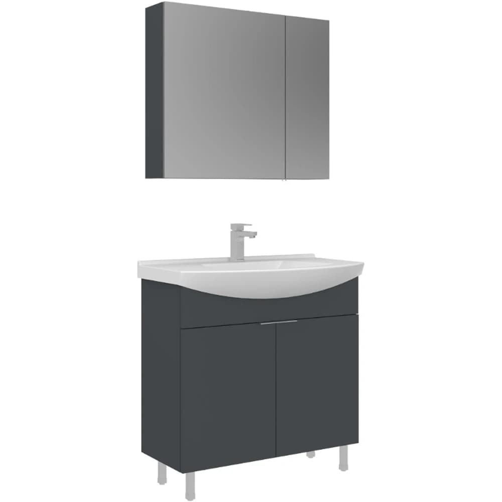 Orka Purus 80 Cm Mat Antrasit Banyo Dolabı Takımı - 5008484