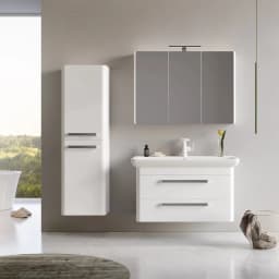 Orka Rose 100 Cm Parlak Beyaz Banyo Dolabı Takımı görsel 2