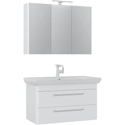 Orka Rose 100 Cm Parlak Beyaz Banyo Dolabı Takımı görsel 1