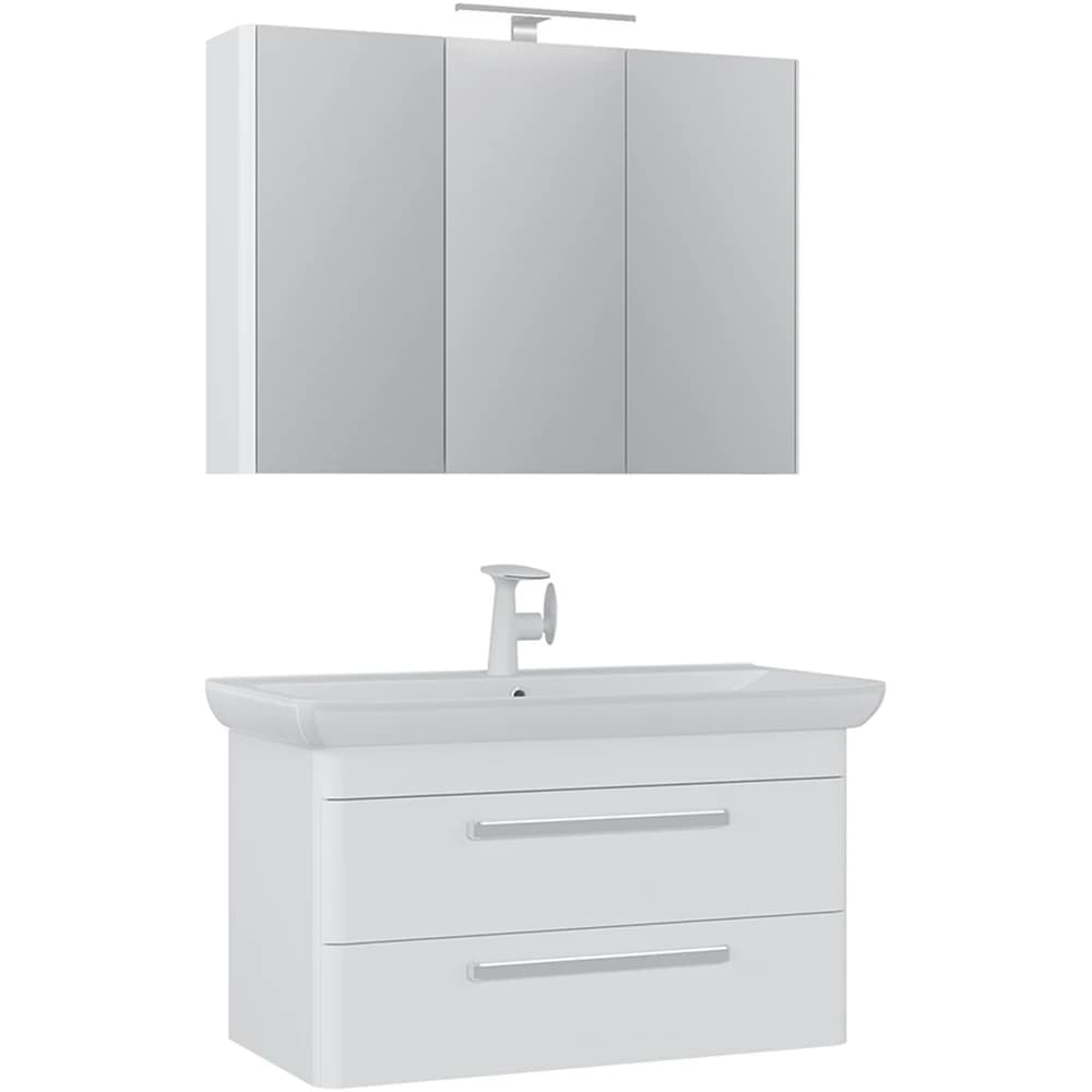 Orka Rose 100 Cm Parlak Beyaz Banyo Dolabı Takımı