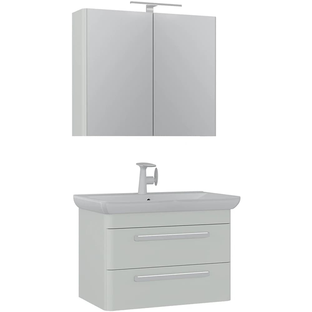 Orka Rose 80 Cm Parlak Kaşmir Banyo Dolabı Takımı