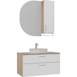 Orka Salerno 100 Cm Mat Beyaz-Legnano Banyo Dolabı Takımı (Krom Kulp) görsel 1
