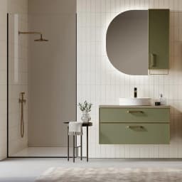 Orka Salerno 100 Cm Sardunya-Legnano Banyo Dolabı Takımı (Altın Kulp) görsel 2