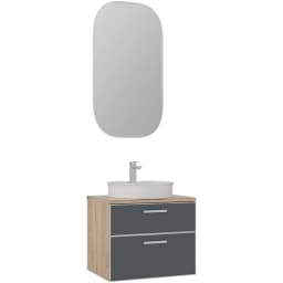 Orka Salerno 60 Cm Mat Antrasit-Legnano Banyo Dolabı Takımı (Krom Kulp) görsel 1