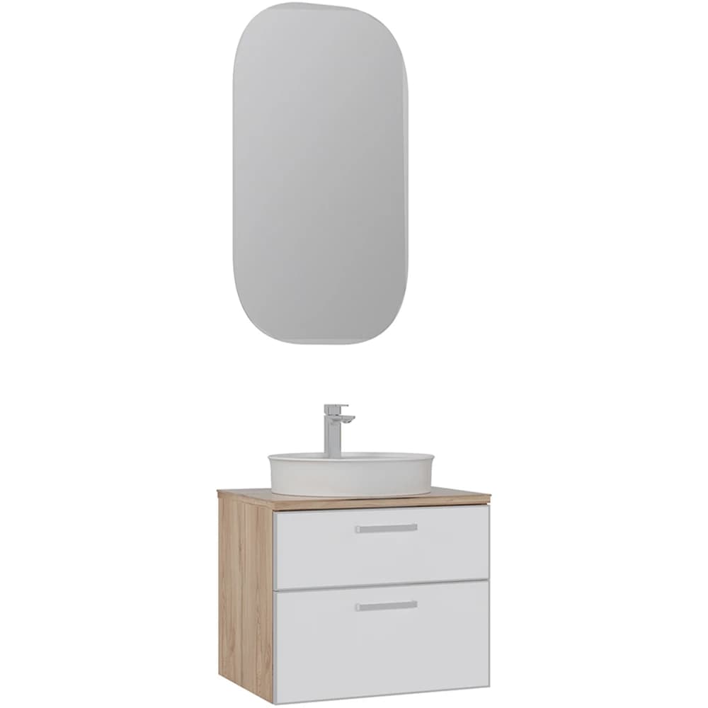 Orka Salerno 60 Cm Mat Beyaz-Legnano Banyo Dolabı Takımı (Krom Kulp)