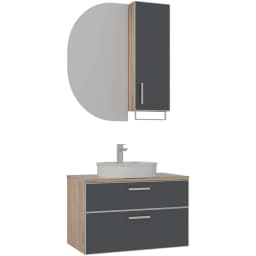 Orka Salerno 80 Cm Mat Antrasit-Legnano Banyo Dolabı Takımı (Krom Kulp) görsel 1
