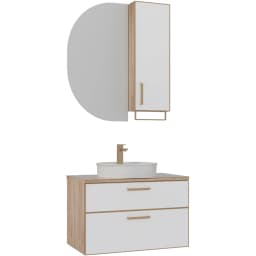 Orka Salerno 80 Cm Mat Beyaz-Legnano Banyo Dolabı Takımı (Altın Kulp) görsel 1