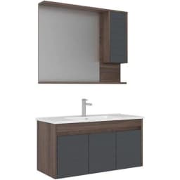 Orka Serra 100 Cm Antrasit-Navaro Banyo Dolabı Takımı görsel 1