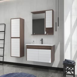 Orka Serra 85 Cm Beyaz-Navaro Banyo Dolabı Takımı görsel 2