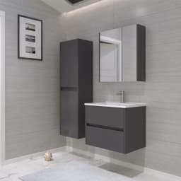 Orka Side 65 Cm Çekmeceli Antrasit Banyo Dolabı Takımı görsel 2