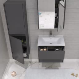 Orka Side 65 Cm Çekmeceli Antrasit Banyo Dolabı Takımı görsel 3