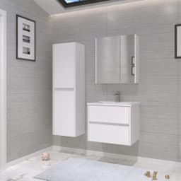 Orka Side 65 Cm Çekmeceli Beyaz Banyo Dolabı Takımı görsel 2