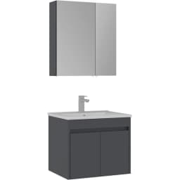 Orka Side 65 Cm Kapaklı Antrasit Banyo Dolabı Takımı görsel 1