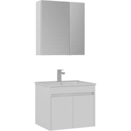 Orka Side 65 Cm Kapaklı Beyaz Banyo Dolabı Takımı görsel 1