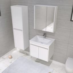 Orka Side 65 Cm Kapaklı Beyaz Banyo Dolabı Takımı görsel 2