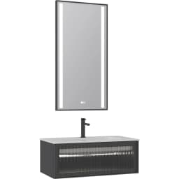 Orka Urban 80 Cm Mat Siyah Banyo Dolabı Takımı görsel 1