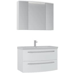 Orka Urla 90 Cm Parlak Beyaz Banyo Dolabı Takımı görsel 1