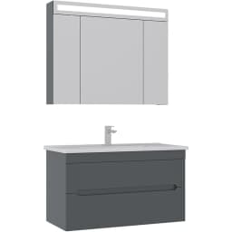 Orka Varna 100 Cm Mat Antrasit Banyo Dolabı Takımı görsel 1