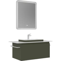 Orka Vico 90 Cm Mat Zeytin Yeşili Banyo Dolabı Takımı - 5008595 görsel 1