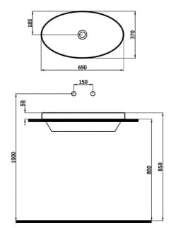 Newarc Sand Lavabo 65x37x5 cm Tezgah Üstü Beyaz Lavabo görsel 2