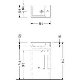 Serel 45x28 Cm Dikdörtgen Tezgah Üstü Lavabo - 2049TXS110H görsel 2