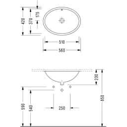 Serel 56x42 Cm Oval Tezgah Altı Lavabo - 0601DSS000S görsel 2