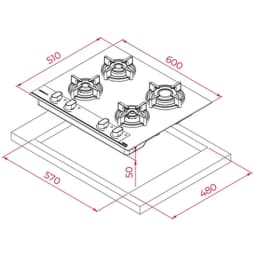Teka Infinity G1 GBC 64-G1 GBC BM Siyah Cam Ankastre Ocak görsel 4